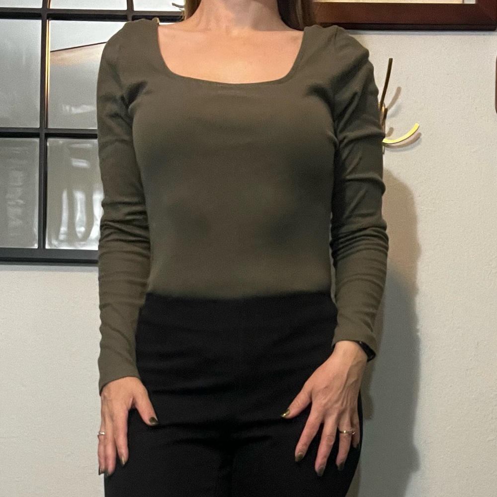 Madewell Dark Green Long Sleeve Bodysuit